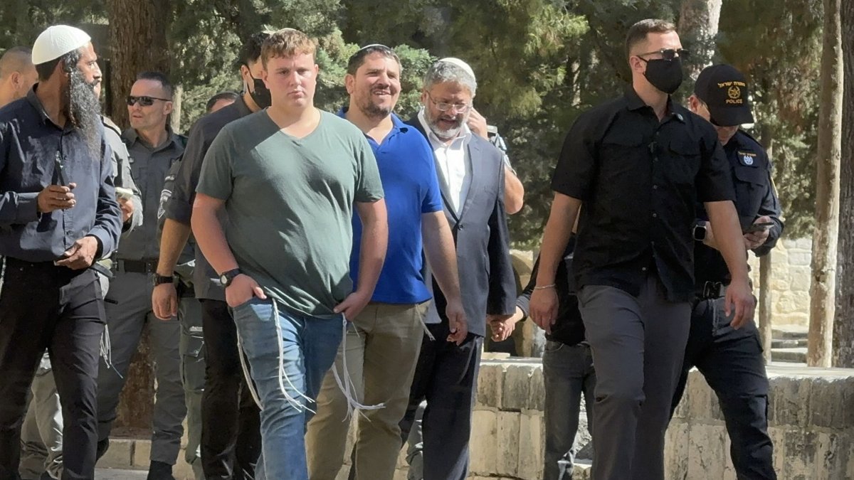 Itamar Ben-Gvir leads a march at Al-Aqsa Mosque