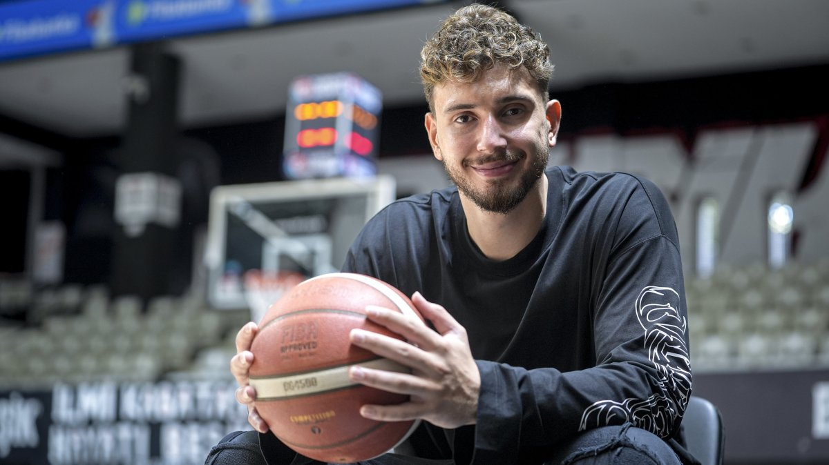 Turkish NBA star Alperen Şengün speaks during an interview, Houston, U.S., July 30, 2025.