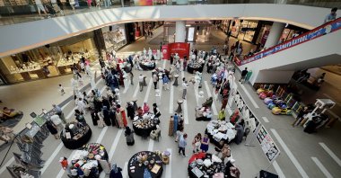 An exhibition in Samsun showcases handmade crafts by disadvantaged women trained at Canik Family Support Center (ADEM), Samsun, Türkiye, Aug. 3, 2025. (AA Photo) 