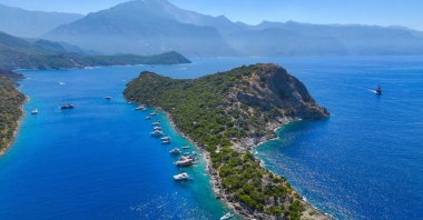 A view of the Aegean Sea off the coast of Fethiye, near a marine protection area declared by Türkiye, Muğla, southwestern Türkiye, July 31, 2025. (AA Photo)