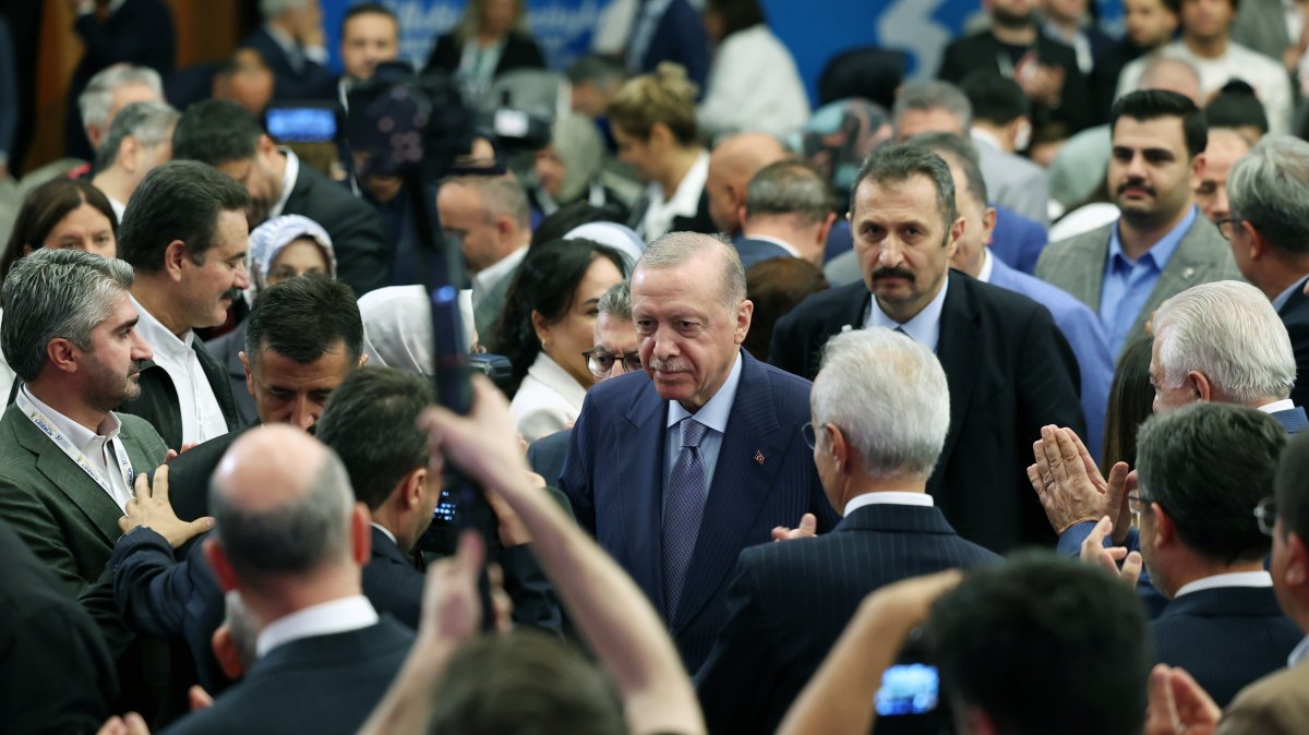 President Recep Tayyip Erdoğan is seen at an annual consultation meeting of his ruling Justice and Development Party (AK Party), Ankara, Türkiye, July 13, 2025. (DHA Photo)