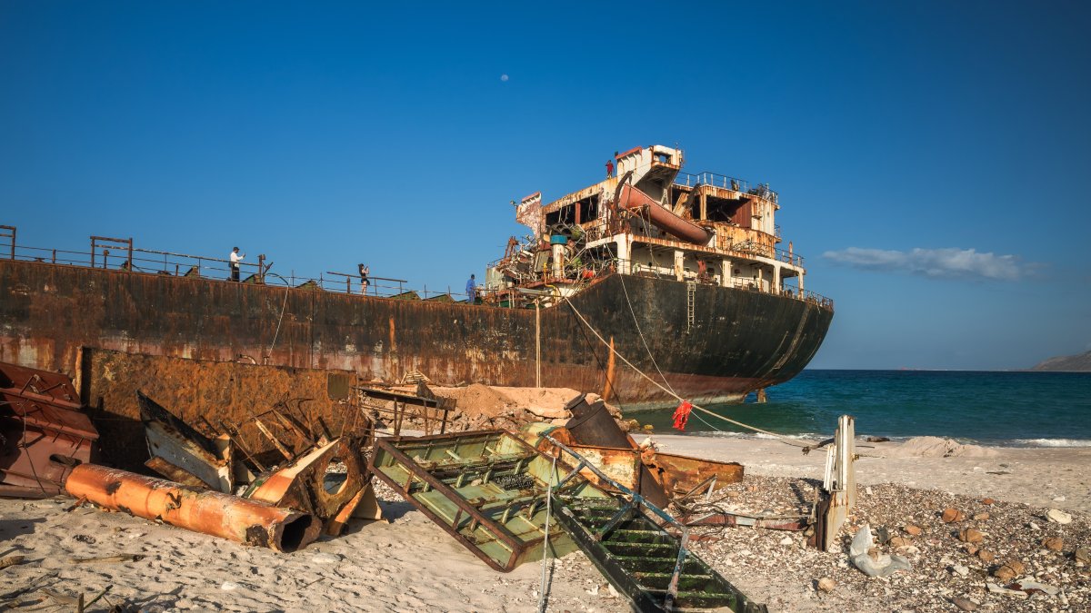 Shipwreck on the coast of the Yemeni island of Socotra. (Shutterstock Photo)