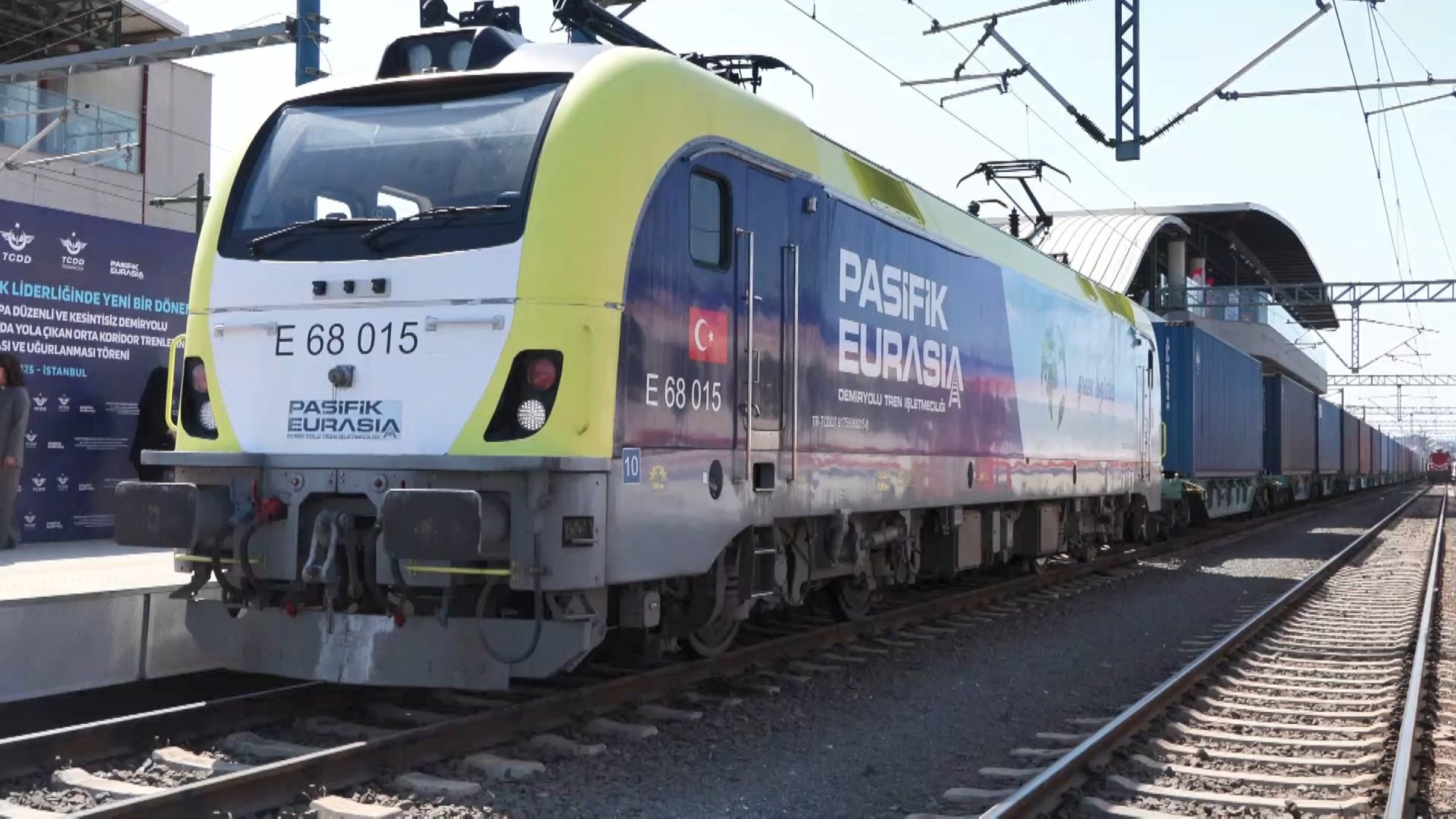 As part of the strategic partnership established between Pacific Eurasia and China Railway, two freight trains arrived in Istanbul, Türkiye, Aug. 4, 2025. (DHA Photo)