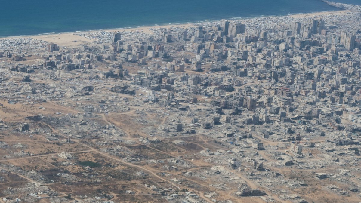 An aerial view shows buildings destroyed in Israeli attacks in Gaza, July 28, 2025. (Reuters Photo)