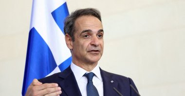 Greek Prime Minister Kyriakos Mitsotakis speaks during a press conference with German Chancellor Friedrich Merz, Berlin, Germany, May 13, 2025. (Reuters Photo)