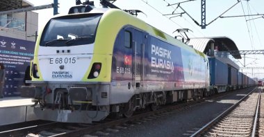 As part of the strategic partnership established between Pacific Eurasia and China Railway, two freight trains arrived in Istanbul, Türkiye, Aug. 4, 2025. (DHA Photo)