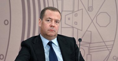 Russia&#039;s Security Council&#039;s Deputy Chairman Dmitry Medvedev attends a meeting of the Council for Science and Education at the Joint Institute for Nuclear Research in the Moscow region&#039;s city of Dubna, Russia June 13, 2024. (Reuters File Photo)