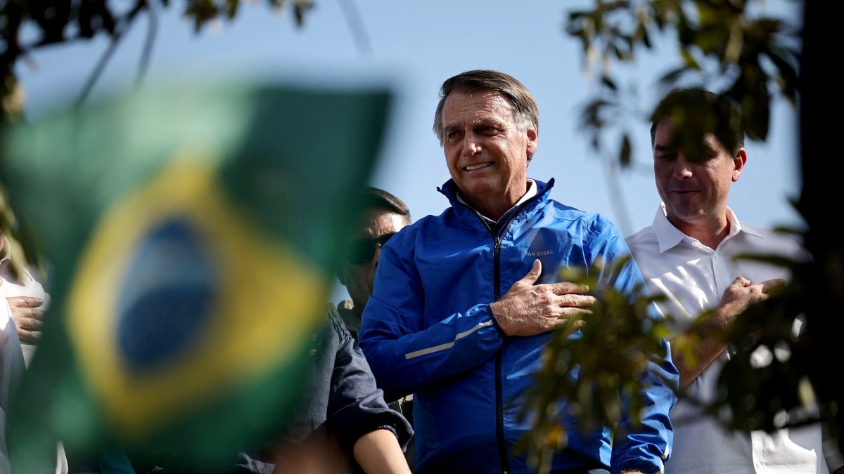 Former Brazil&#039;s President Jair Bolsonaro visits the Capital Moto Week, Brasilia, Brazil, July 29, 2025. (Reuters Photo)
