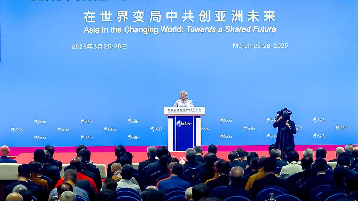 Muhammad Yunus, Chief advisor of Bangladesh&#039;s interim government, speaks during the opening ceremony of the Boao Forum for Asia (BFA) Annual Conference 2025 in Boao, in southern China&#039;s Hainan province, March 27, 2025. (AFP File Photo)
