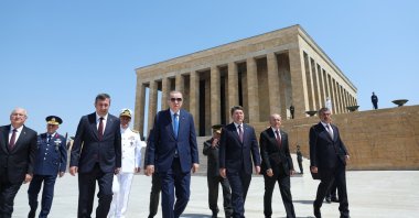 President Recep Tayyip Erdoğan and the council members visit the mausoleum of Mustafa Kemal Atatürk, Ankara, Türkiye, Aug. 5, 2025. (AA Photo)