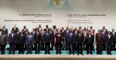 President Recep Tayyip Erdoğan (C) and leaders of the African nations pose for a family photo during the 3rd Türkiye-Africa Partnership Summit, Istanbul, Türkiye, Dec. 18, 2021. (AA Photo)