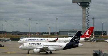 A Lufthansa and a Turkish Airlines aircraft taxi at the Berlin Brandenburg Airport, Schoenefeld, Germany, July 17, 2025. (Reuters Photo)