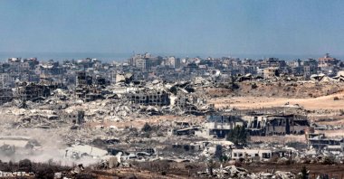 Buildings destroyed by Israeli strikes in the Gaza Strip, Palestine, Aug. 5, 2025. (AFP Photo)