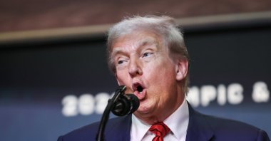 U.S. President Donald Trump takes questions after signing an executive order in the South Court Auditorium of the White House, in Washington, D.C., Aug. 5, 2025. (EPA Photo)