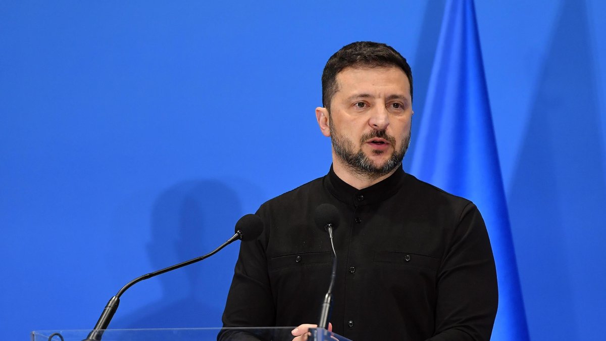 President of Ukraine Volodymyr Zelenskyy delivers a speech during an Ukraine Recovery Conference 2025 at the Convention Center La Nuvola, in Rome, Italy, July 10, 2025. (EPA Photo)