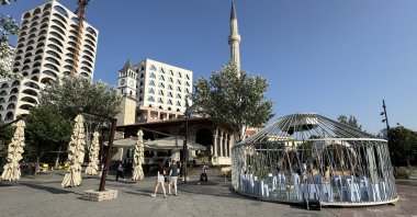 A general view of the Ethem Bey Mosque, a powerful symbol of the bond between Turks and the Balkans, Tirana, Albania, Aug. 5, 2025. (AA Photo)