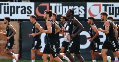 Beşiktaş players train at Tüpraş Stadium ahead of the Conference League match against St. Patrick’s Athletic, Istanbul, Türkiye, Aug. 5, 2025. (AA Photo)