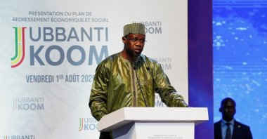 Senegal's Prime Minister Ousmane Sonko speaks as he presents an economic recovery plan that will be implemented without incurring additional debt, Dakar, Senegal, Aug. 1, 2025. (Reuters Photo)