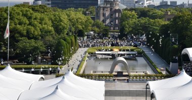 Doves are released during the Peace Memorial Ceremony for the 80th anniversary of the atomic bombing of Hiroshima at Peace Memorial Park, Hiroshima, Japan, Aug. 6, 2025. (EPA Photo)