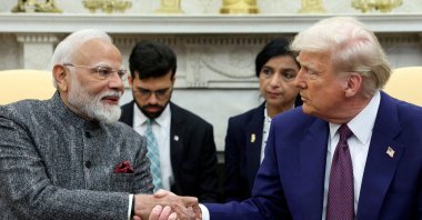U.S. President Donald Trump and Indian Prime Minister Narendra Modi shake hands at the White House in Washington, D.C., U.S., Feb. 13, 2025. (Reuters Photo)