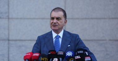 Justice and Development Party Spokesman Ömer Çelik speaks to reporters after a meeting in Ankara, Aug. 6, 2025. (AA Photo)