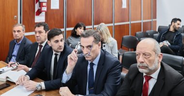 Lawyer Mario Braudy (2nd R) attends the trial over the death of football legend Diego Maradona, Buenos Aires, Argentina, July 10, 2025. (EPA Photo)