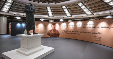 The bronze statue of Roman Emperor Marcus Aurelius is displayed at the Presidential Complex, Ankara, Türkiye, Aug. 5, 2025. (AA Photo)