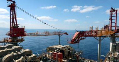 The gas platform for Leviathan, Israel&#039;s largest gas field, is seen from a helicopter near Haifa bay, northern Israel, Aug.1, 2023. (Reuters File Photo)