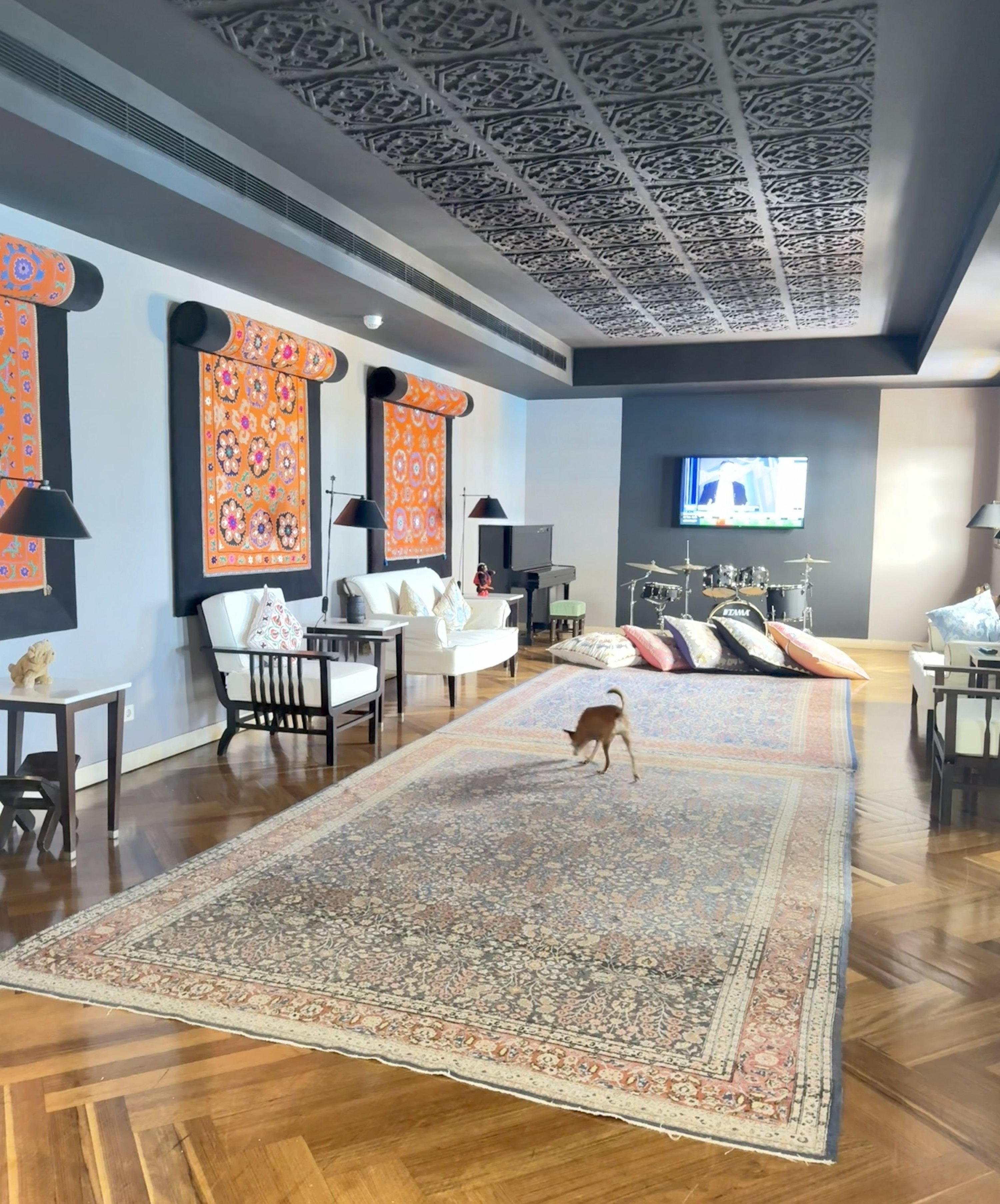 A dog enjoys stylish beds, bowls, food and complimentary waste bags at The Marmara Bodrum. (Photo by Derya Taşbaşı)