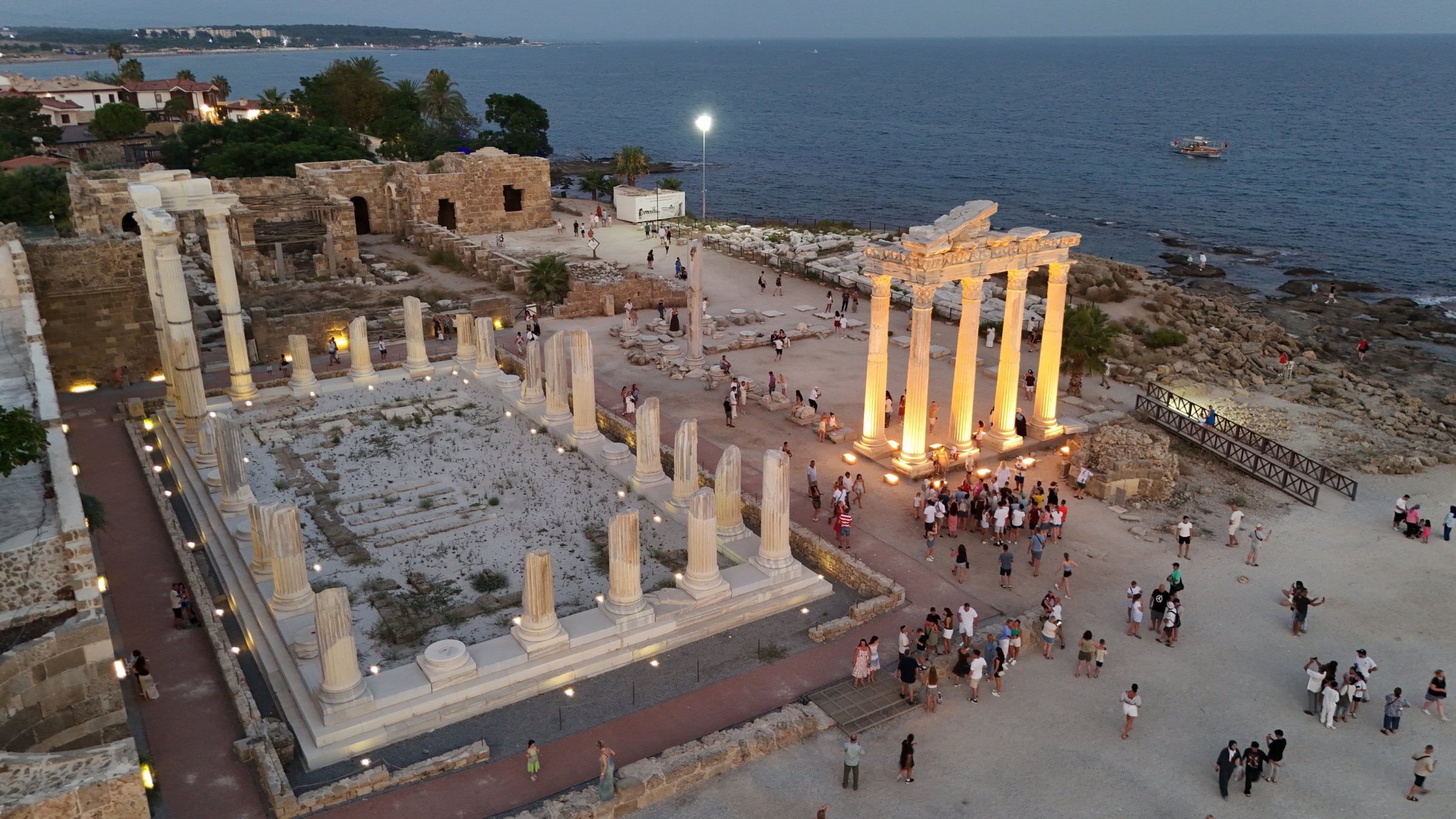 An aerial view of the ancient city of Side, Antalya, southern Türkiye, July 22, 2025. (AA Photo)