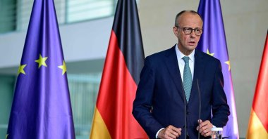 German Chancellor Friedrich Merz makes a statement to journalists following a meeting of the security Cabinet of the German government at the Chancellery, Berlin, Germany, July 28, 2025. (AFP Photo)