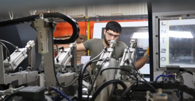 A worker is seen at a factory manufacturing and exporting radiators, Elazığ, eastern Türkiye, July 26, 2025. (IHA Photo)