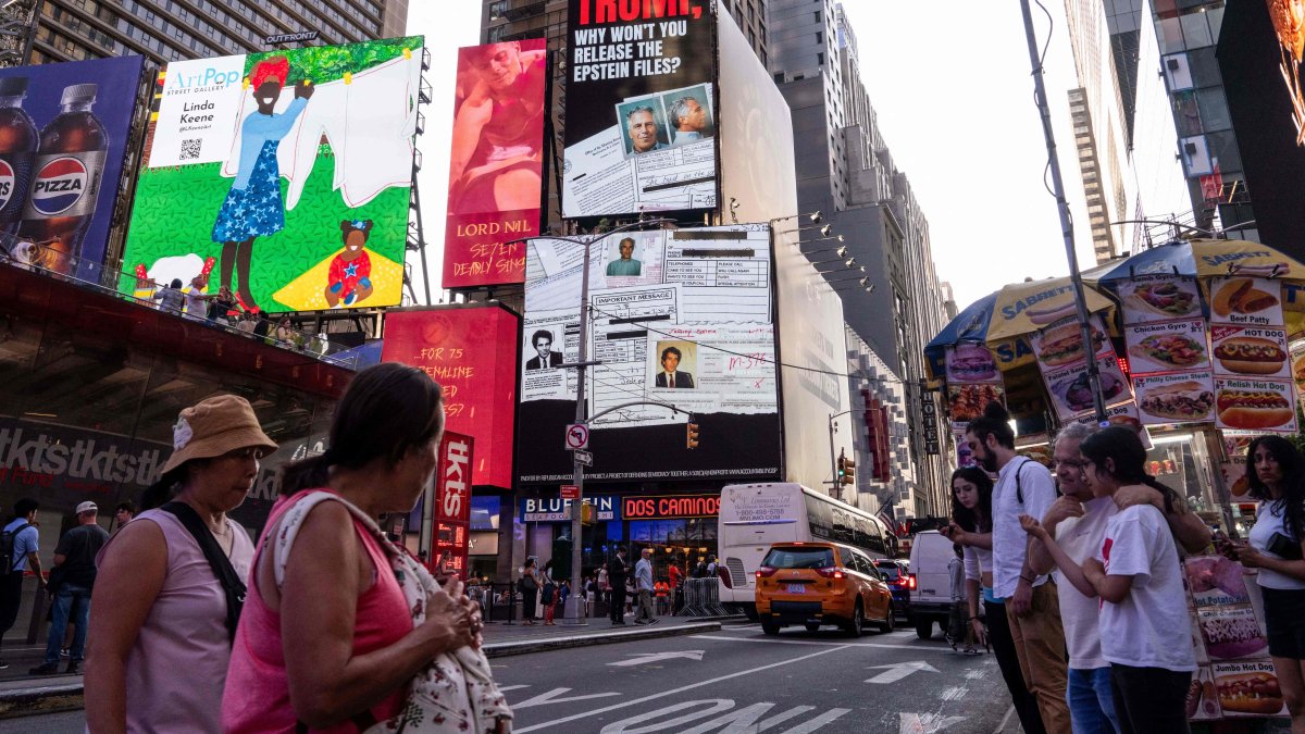 A billboard in Times Square calls for the release of the Epstein Files, in New York City, U.S., July 23, 2025. (AFP Photo)
