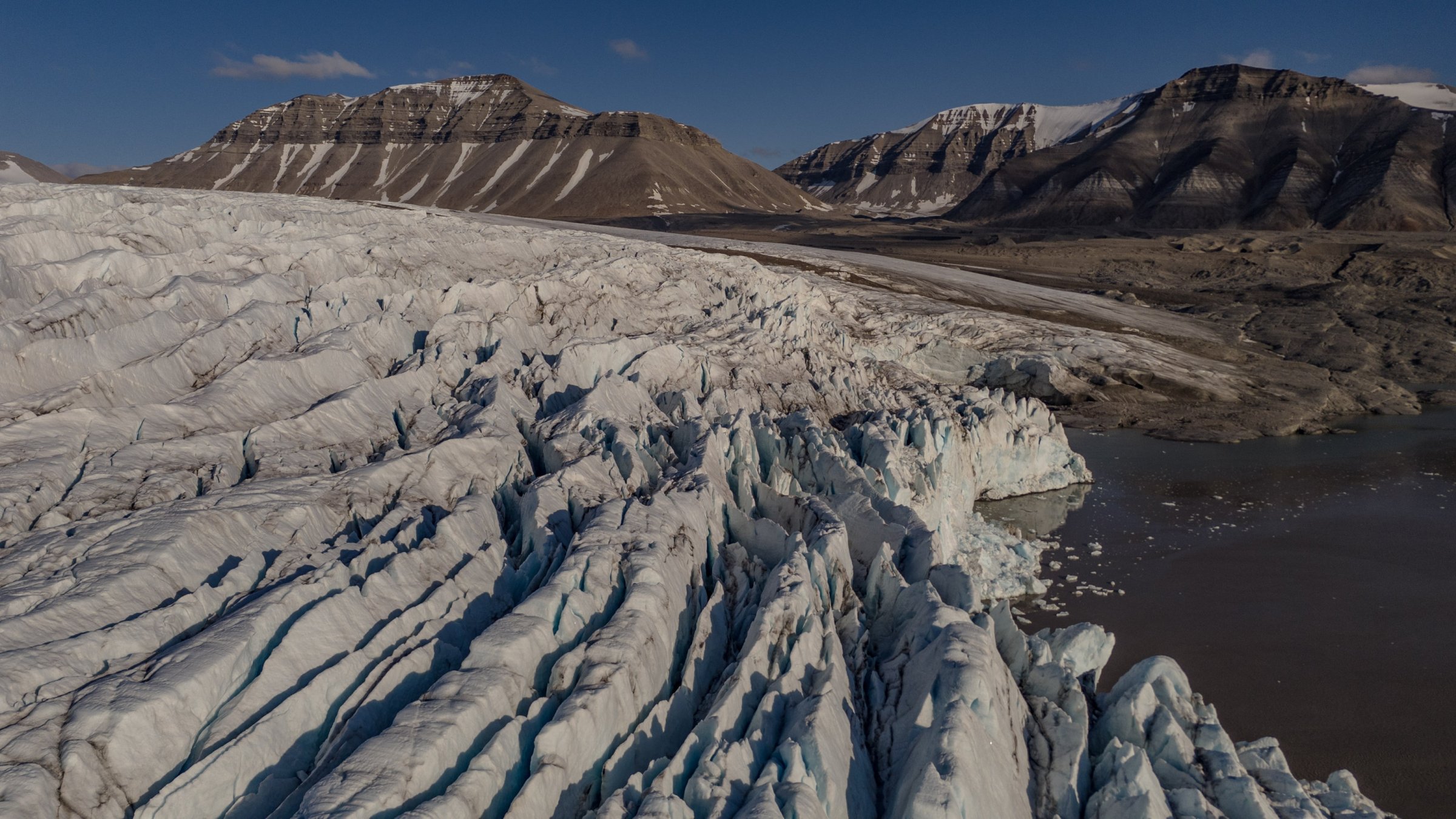 Ice-covered landscape in the Arctic region during the 5th National Arctic Scientific Research Expedition,  Arctic and Antarctic regions, July 13, 2025. (AA Photo)