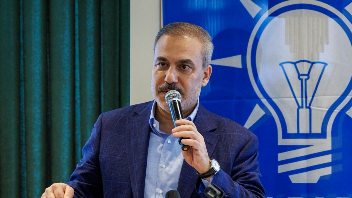 Foreign Minister Hakan Fidan speaks at an event in Aksaray, central Türkiye, Aug. 10, 2025. (AA Photo)