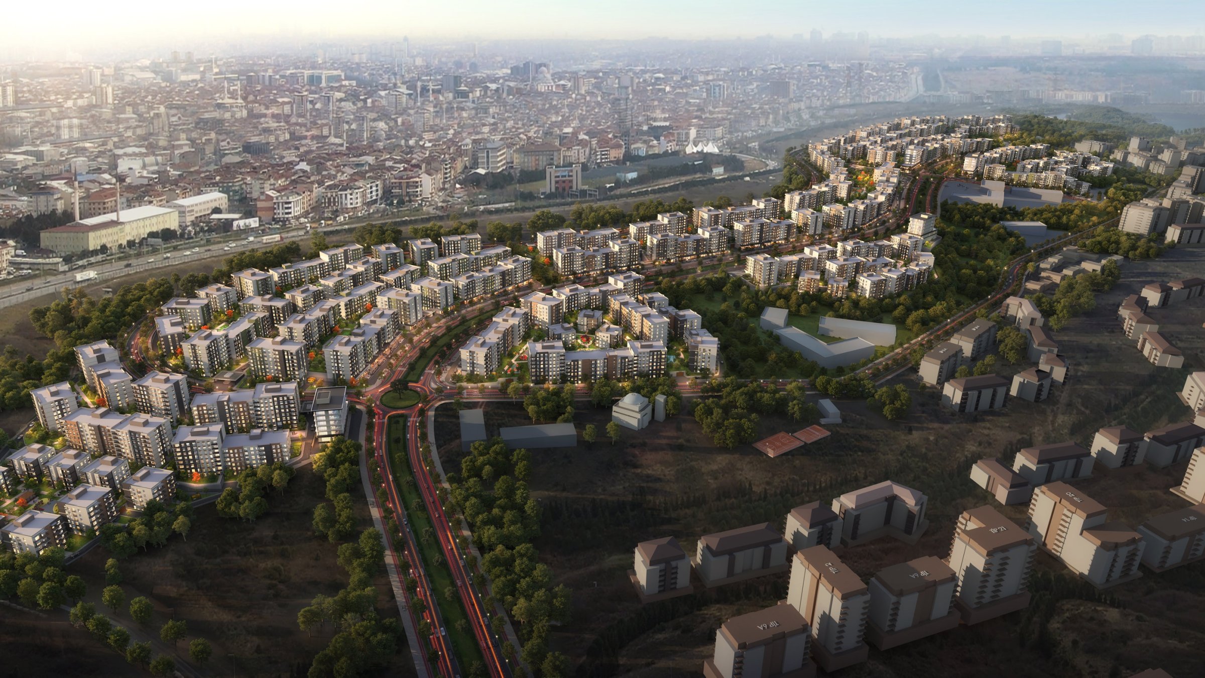 This illustration shows the Damla Kent housing project planned to be built in Istanbul, Türkiye. (AA Photo)