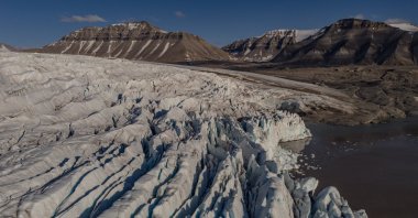 Ice-covered landscape in the Arctic region during the 5th National Arctic Scientific Research Expedition,  Arctic and Antarctic regions, July 13, 2025. (AA Photo)