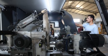 A worker is seen at a factory manufacturing and exporting radiators, Elazığ, eastern Türkiye, July 26, 2025. (IHA Photo)