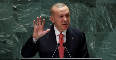 President Tayyip Erdoğan addresses the 79th United Nations General Assembly at U.N. headquarters, New York, U.S., Sept. 24, 2024. (Reuters File Photo)