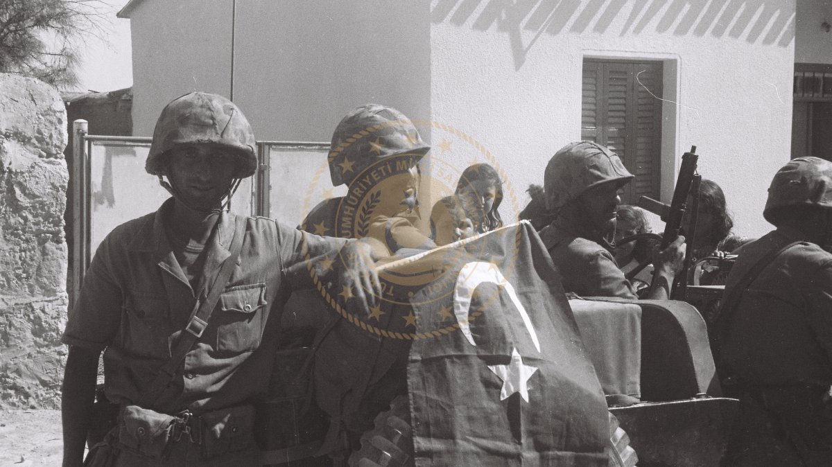 This archive photo taken in Cyprus in 1974 was shared by the Ministry of National Defense for the first time as part of the 51st anniversary of the Cyprus Peace Operation. (AA Photo)