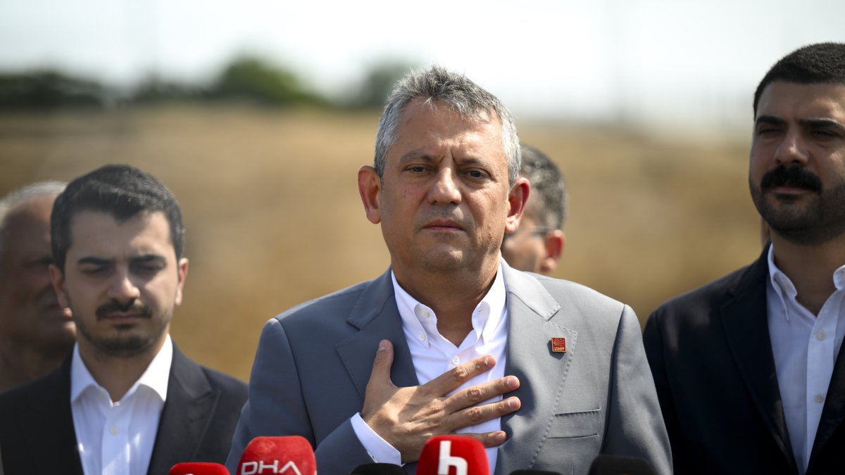 CHP Chairman Ozel speaks to reporters after visiting imprisoned politicians in Istanbul, Aug. 13, 2025. (AA Photo)