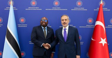 Foreign Minister Hakan Fidan and Botswana’s International Relations Minister Phenyo Butale (L) meet at the Foreign Ministry in Ankara, Türkiye, Aug. 13, 2025 (AA Photo)