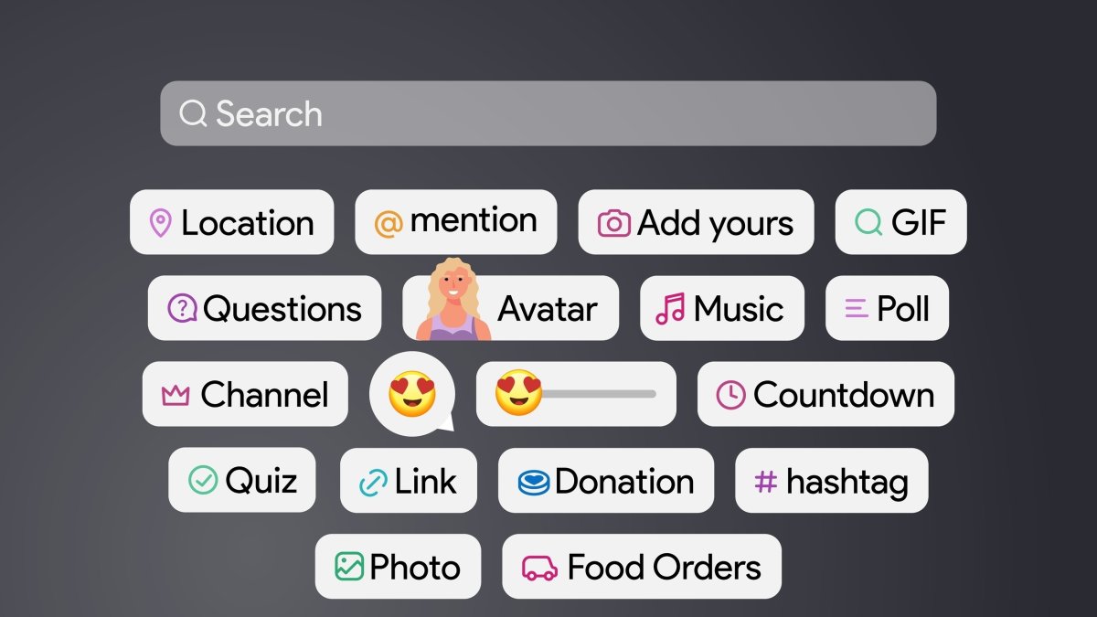 An illustration shows features and tools found at Instagram stories, Vienna, Austria, April 2, 2024. (Shutterstock Photo)