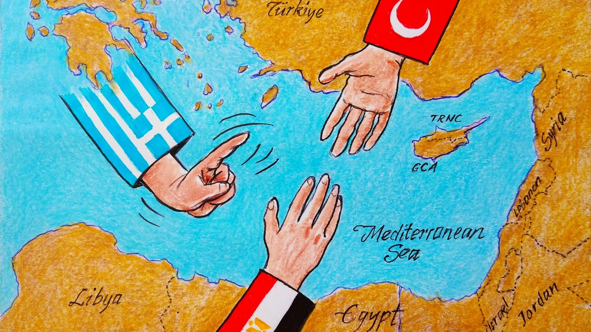 "A partnership agreement with Türkiye in the Eastern Mediterranean offers Egypt not only a more advantageous partner than Greece but also a productive alternative to the Western and Israeli bloc, whose future is seen as uncertain." (Illustration by Erhan Yalvaç)