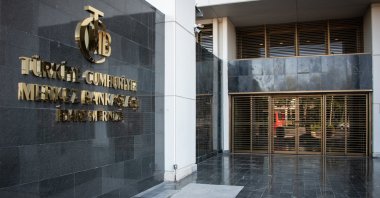 The entrance sign of the building housing the Central Bank of the Republic of Türkiye (CBRT), Ankara, Türkiye, Sept. 24, 2022. (Reuters Photo)