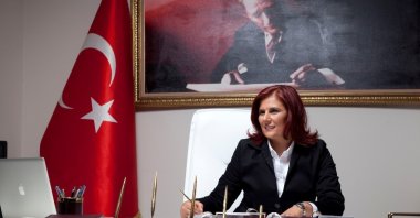 Aydın Mayor Özlem Çerçioğlu is seen in her office in this undated photo, Aydın, Türkiye (IHA Photo)