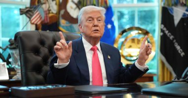 U.S. President Donald Trump answers questions from reporters in the Oval Office in Washington, D.C., U.S., Aug. 14, 2025. (AFP Photo)