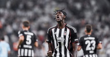 Beşiktaş&#039;s Tammy Abraham celebrates after scoring during the UEFA Conference League third qualifying round return leg match against St. Patrick’s Athletic at Tüpraş Stadium, Istanbul, Türkiye, Aug. 14, 2025. (AA Photo)