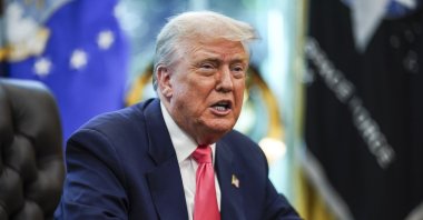 U.S. President Donald Trump speaks on his presidential proclamation marking the 90th anniversary of the Social Security Act, in the Oval Office at the White House, Washington, U.S., Aug. 14, 2025. (EPA Photo)