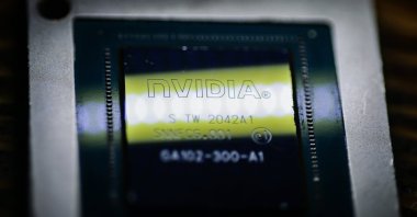 A photo illustration shows a discarded chip by U.S. technology company Nvidia, in Berlin, Germany, July 23, 2025. (EPA File Photo)